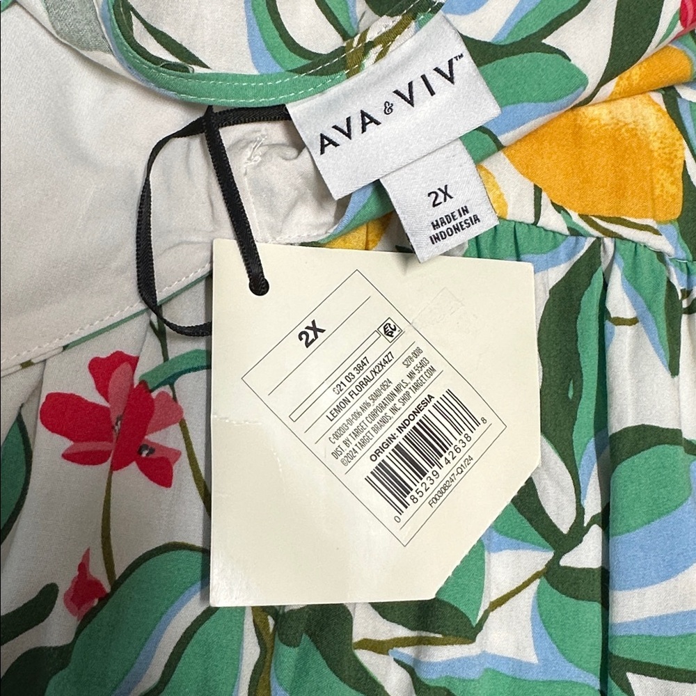 Ava & Viv Green Floral Midi Dress with Yellow Accents - Picture 13 of 14